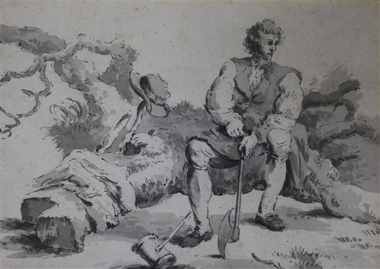 English School, c.1800 The Woodcutter 13 x 19cm